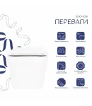 Унітаз підвісний Crow Rimless 520х360х290 мм, White, з сидінням Slim Duroplast/ Soft-close/ Quick Release — фото 3