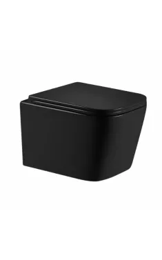 Qtap Crow Унитаз подвесной Ultra Quiet 485×340×290 мм, Matt Black, с сиденьем Slim Duroplast/ Soft-close/ Quick Release QT05335171MB