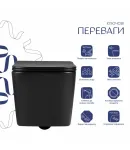 Унітаз підвісний Crow Ultra Quiet 485×340×290 мм, Matt Black, з сидінням Slim Duroplast/ Soft-close/ Quick Release — фото 3