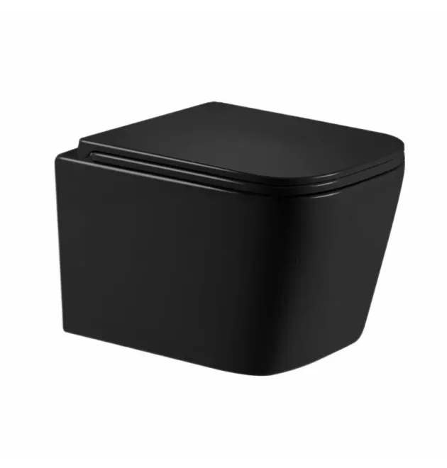 Унітаз підвісний Crow Ultra Quiet 485×340×290 мм, Matt Black, з сидінням Slim Duroplast/ Soft-close/ Quick Release