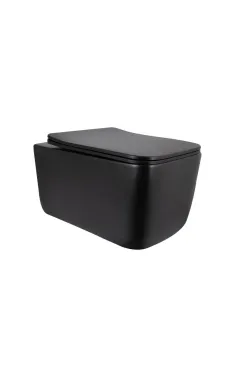 Qtap Gemini Унитаз подвесной Ultra Quiet 520×360×350 мм, Matt Black, с сиденьем Slim Duroplast / Soft-close / Quick Release QTGEM28BLM50505