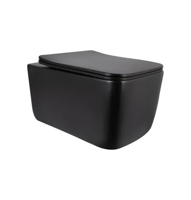 Унітаз підвісний Gemini Ultra Quiet 520×360×350 мм, Matt Black, з сидінням Slim Duroplast/ Soft-close/ Quick Release