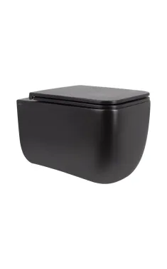 Qtap Gemini Унитаз подвесной Ultra Quiet 530×365×373 мм, Matt Black, с сиденьем Slim Duroplast / Soft-close / Quick Release QT2533076EUQMB