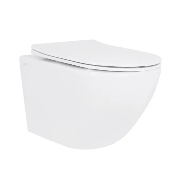 Унітаз підвісний Jay Rimless 485×360×320 мм, White, з сидінням Slim Duroplast/ Soft-close/ Quick Release QT07335177RW Qtap