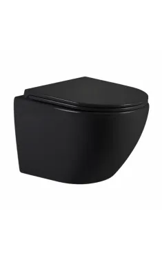 Qtap Jay Унитаз подвесной Ultra Quiet 485х360х320 мм, Matt Black, сиденьем Slim Duroplast/ Soft-close/ Quick Release QT07335177MB