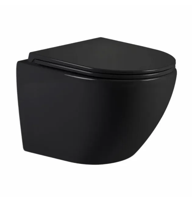 Унітаз підвісний Jay Ultra Quiet 485х360х320 мм, Matt Black, сидінням Slim Duroplast/ Soft-close/ Quick Release QT07335177MB