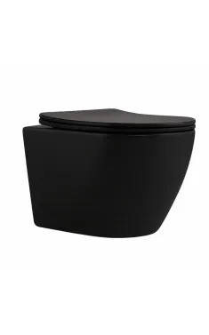 Qtap Robin New Унитаз подвесной Ultra Quiet 490×365×325 мм, Matt Black, с сиденьем Slim Duroplast / Soft-close / Quick Release QT13332381АSMB