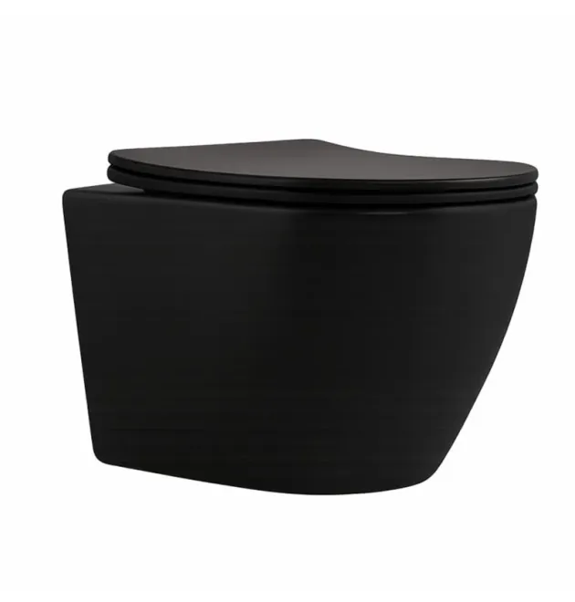 Унітаз підвісний Robin New Ultra Quiet 490x365x325 мм, Matt Black, з сидінням Slim Duroplast/ Soft-close/ Quick Release