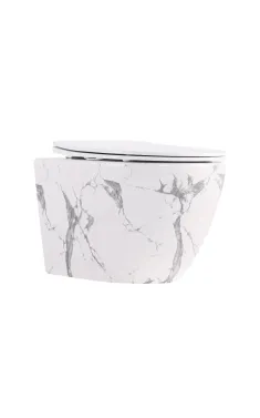 Qtap Robin Унитаз подвесной Ultra Quiet 490×365×325 мм, Marble, с сиденьем Slim Duroplast / Soft-close / Quick Release QT13332381АSMR