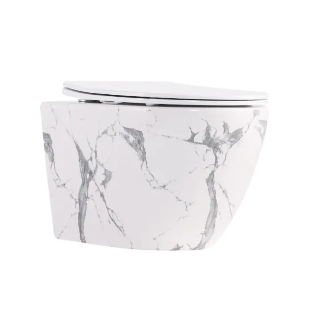 Qtap Robin Унитаз подвесной Ultra Quiet 490×365×325 мм, Marble, с сиденьем Slim Duroplast / Soft-close / Quick Release
