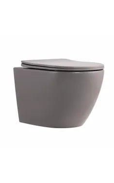 Qtap Robin Унитаз подвесной Ultra Quiet 490×365×325 мм, Stone Grey, с сиденьем Slim Duroplast / Soft-close / Quick Release QT13332381АSSG