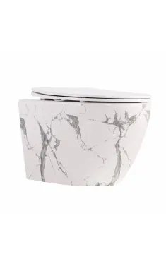 Qtap Robin Унитаз подвесной Ultra Quiet 520×365×340 мм, Marble, с сиденьем Slim Duroplast / Soft-close / Quick Release QTROB26MR48998