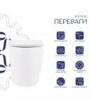 Унітаз підвісний Robin Ultra Quiet 520x365x365 мм, White, з сидінням Slim Duroplast/ Soft-close/ Quick Release — фото 4