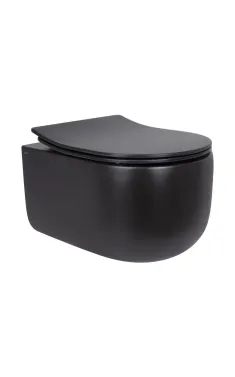 Qtap Taurus Унитаз подвесной Ultra Quiet 490×360×380 мм, Matt Black, с сиденьем Slim Duroplast / Soft-close / Quick Release QT2433084EUQMB