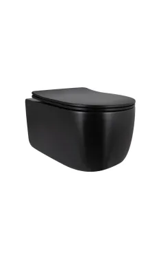 Qtap Taurus Унитаз подвесной Ultra Quiet 515×360×350 мм, Matt Black, с сиденьем Slim Duroplast / Soft-close / Quick Release QTTAU28BLM50504