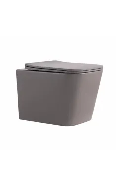 Qtap Tern Унитаз подвесной Ultra Quiet 490×365×325 мм, Stone Grey, с сиденьем Slim Duroplast / Soft-close / Quick Release QT17332303ASSG