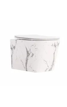 Qtap Tern Унитаз подвесной Ultra Quiet 520×345×325 мм, Marble, с сиденьем Slim Duroplast / Soft-close / Quick Release QTTER26MR49002