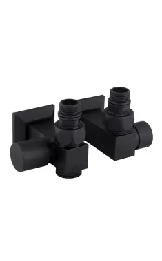 Кран квадратний  кутовий під тен Solomon CUBE 1/2″х1/2″ чорний матовий, 2шт