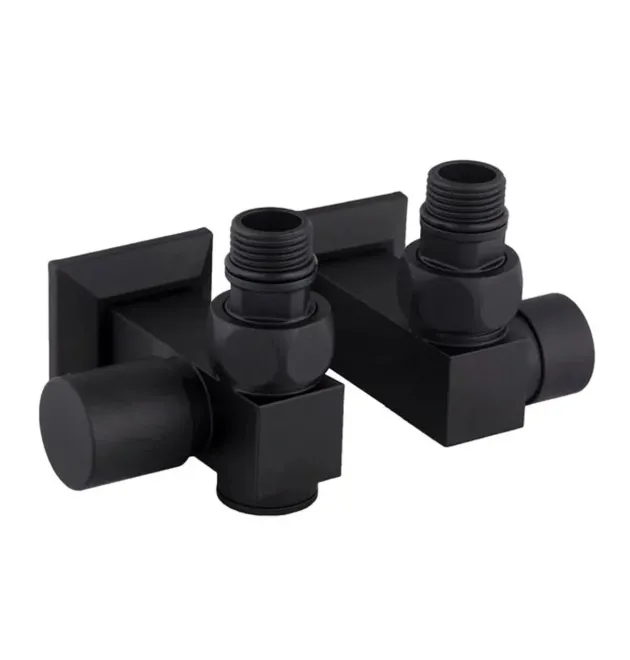 Кран квадратний  кутовий під тен Solomon CUBE 1/2″х1/2″ чорний матовий, 2шт фото - 1