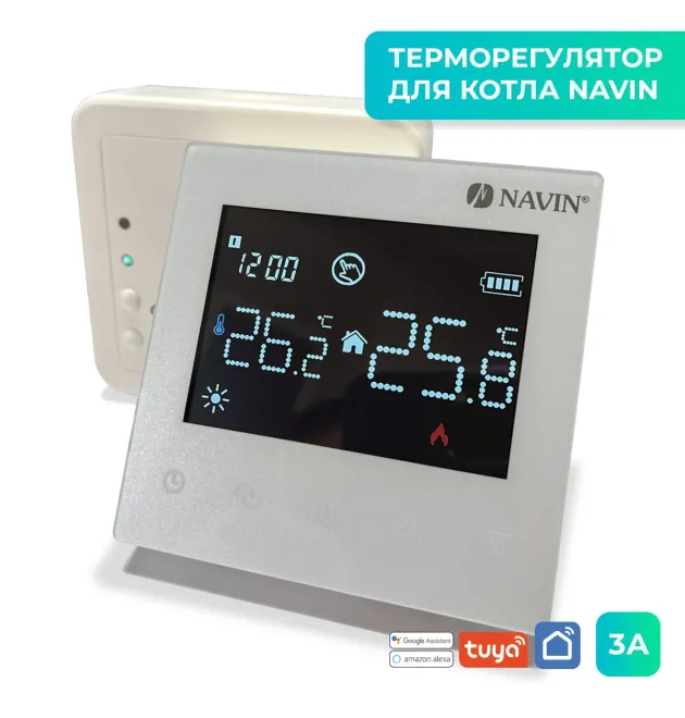 Терморегулятор для котла NAVIN TGB5RF-3A з Wi-Fi, програмований, білий фото - 1