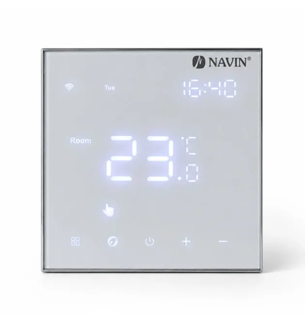Терморегулятор для електричної теплої підлоги NAVIN EH602 W-16A з Wi-Fi, білий фото - 1