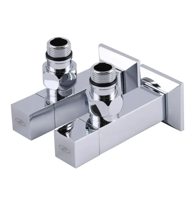 Краны угловые удлинённые Solomon CUBE CHROM 1/2″ × 1/2″, хром, комплект 2 шт.