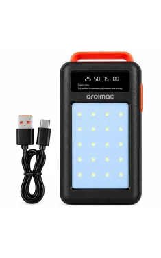 Power Bank Aroimac 56-68 80000 mAh чорний • Зовнішній акумулятор Aroimac 56-68 80000 mAh з LED-ліхтарем і цифровим індикатором