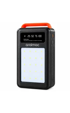 Power Bank Aroimac 69-88 100000 mAh чорний • Зовнішній акумулятор Aroimac 69-88 100000 mAh з LED-ліхтарем і цифровим індикатором