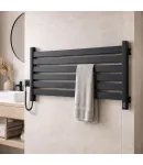 Электрический полотенцесушитель NAVIN Largo 1100х500 Sensor с Wi-Fi, широкий правосторонний, чёрный муар фото - 3
