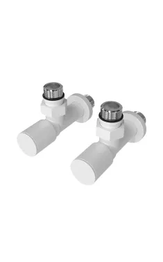 Кран угловой для полотенцесушителя Raftec 1/2″х1/2″ удлиненный, белый, 2шт.