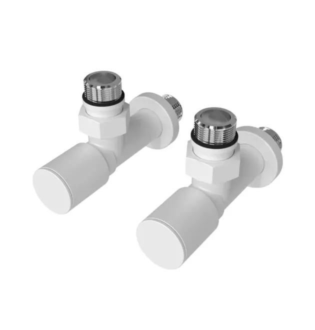 Кран угловой для полотенцесушителя Raftec 1/2″х1/2″ удлиненный, белый, 2шт.