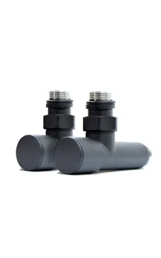 Кран угловой для полотенцесушителей Raftec 1/2″х1/2″ удлиненный, чёрный, 2шт.