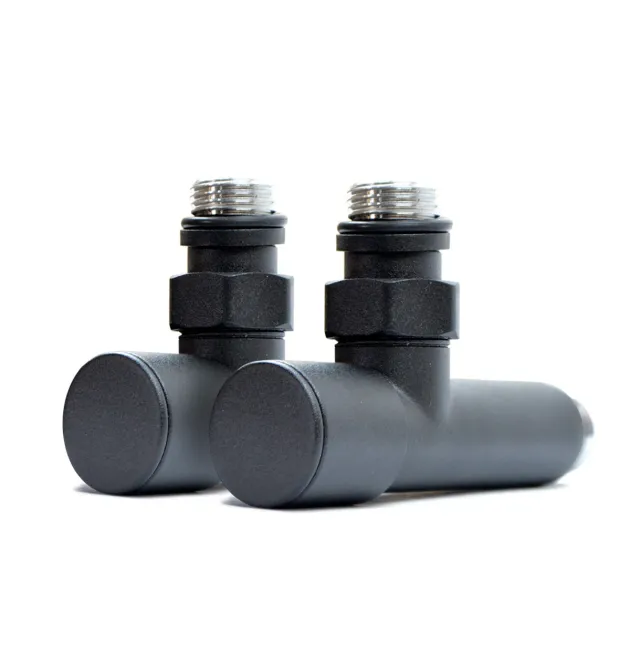 Кран угловой для полотенцесушителей Raftec 1/2″х1/2″ удлиненный, чёрный, 2шт.