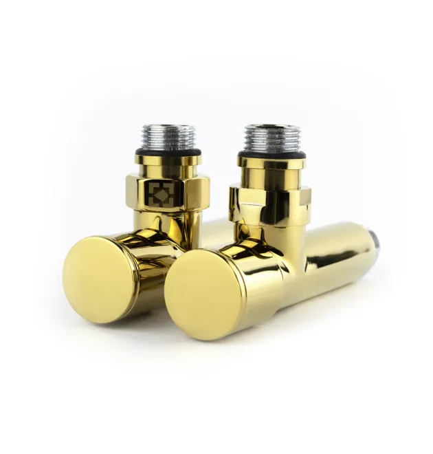 Кран угловой для полотенцесушителей Raftec 1/2″х1/2″ удлиненный, золото, 2шт.