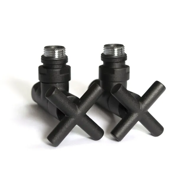 Кран угловой для полотенцесушителей Raftec Premium 1/2x1/2, черный муар, 2шт.