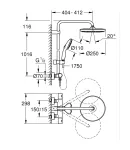 Душова система з термостатом для настінного монтажу Grohe Tempesta System 250 (26670001) фото - 2
