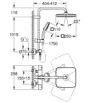 Душова система з термостатом для настінного монтажу Grohe Tempesta System 250 Cube (266892431) фото - 10