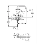 Смеситель для кухонной мойки Grohe Eurosmart, однорычажный, чёрный матовый, поворотный излив, 305672430 — фото 2