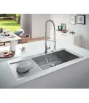 Кухонна мийка GROHE EX Sink K1000 із нержавіючої сталі, подвійне крило зліва, 31582SD0 — фото 2