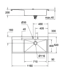 Кухонна мийка GROHE EX Sink K1000 із нержавіючої сталі, подвійне крило зліва, 31582SD0 — фото 3