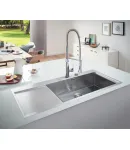 Кухонна мийка GROHE EX Sink K1000 із нержавіючої сталі, подвійне крило зліва, 31582SD0 — фото 4
