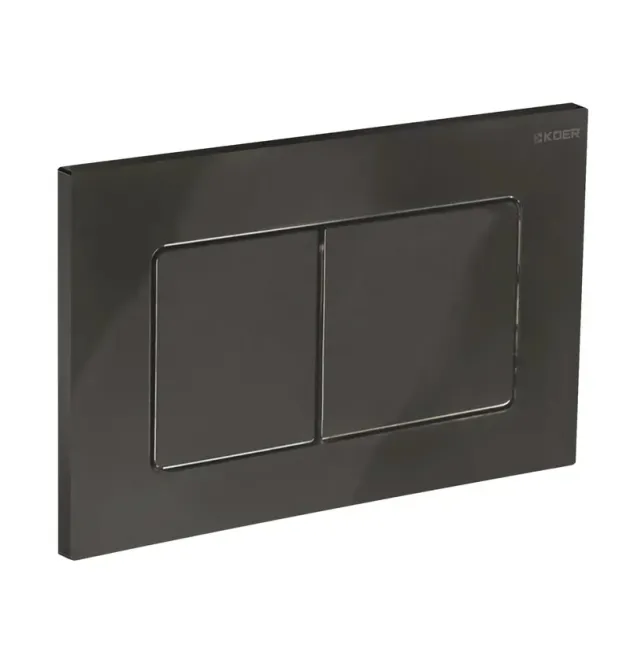 Панель змиву KOER KT-0602-16 240x160x10mm пластикова, кнопка квадратна (колір чорний глянцевий) (KR5182) фото - 1