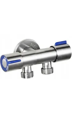 Кран для підключення сантехприладів MIXXUS VAL-11-1/2x1/2x1/2 з нерж. сталі SUS304 (Колір синій) (MI6811)