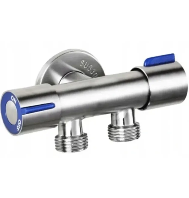 Кран для підключення сантехприладів MIXXUS VAL-11-1/2x1/2x1/2 з нерж. сталі SUS304 (Колір синій) (MI6811) фото - 1
