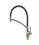 Смеситель для кухни MIXXUS PREMIUM ROSSI 017, графитовый с чёрным гибким изливом — фото 2