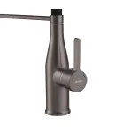 Смеситель для кухни MIXXUS PREMIUM SUMMER 017 GRAPHITE REFL.BLACK с гибким изливом, графит и чёрный — фото 3