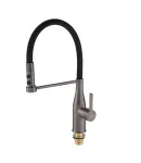 Смеситель для кухни MIXXUS PREMIUM SUMMER 017 GRAPHITE REFL.BLACK с гибким изливом, графит и чёрный — фото 6