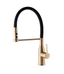 Смеситель для кухни MIXXUS PREMIUM SUMMER 017 BRUSHED GOLD REFL.BLACK с гибким изливом, матовое золото и чёрный — фото 3