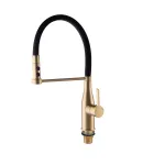 Смеситель для кухни MIXXUS PREMIUM SUMMER 017 BRUSHED GOLD REFL.BLACK с гибким изливом, матовое золото и чёрный — фото 6