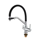 Смеситель для кухни MIXXUS PREMIUM GRAVITY 021 REFL.BLACK, хром с черным гибким изливом, выход для питьевой воды — фото 7